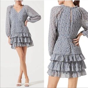 ASTR Ruffle Long Sleeve Mini Dress